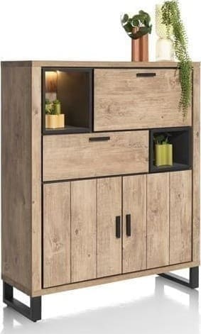 Henders & Hazel Pavarotti highboard 125 cm. - 2-deuren + 1-lade + 1-klep + 2-niches (+ LED) Kast
