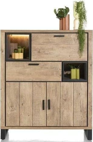 Henders & Hazel Pavarotti highboard 125 cm. - 2-deuren + 1-lade + 1-klep + 2-niches (+ LED) Kast