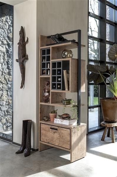 Henders & Hazel Pavarotti roomdivider 70 cm. - 1-lade t&t + 7-niches + 8-wijnvakken Tv-meubel|Tv-dressoir
