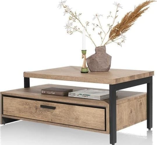 Henders & Hazel Pavarotti salontafel 60 x 110 cm. + 1-lade t&t + 1-niche Bijzettafel