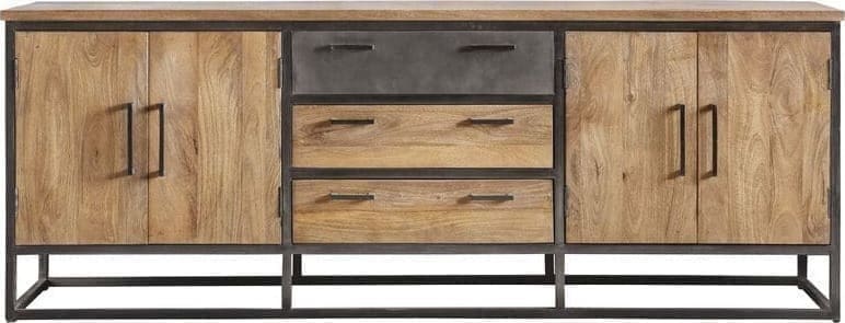 Pronto Wonen Dressoir Mesola (220 Cm) mango natural Bruin|Naturel Dressoir