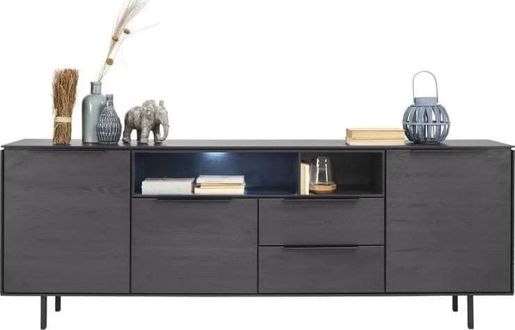 Pronto Wonen Dressoir Nero (220 cm) noir decor Zwart Dressoir