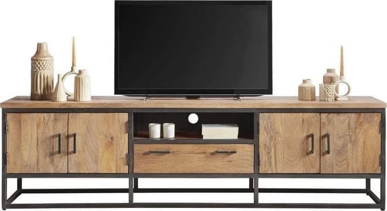 Pronto Wonen TV-meubel Mesola (220 Cm) mango natural Bruin|Naturel Tv-meubel|Tv-dressoir