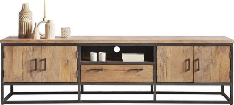 Pronto Wonen TV-meubel Mesola (220 Cm) mango natural Bruin|Naturel Tv-meubel|Tv-dressoir