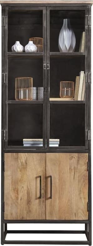 Pronto Wonen Vitrinekast Mesola (76 Cm) mango natural Bruin|Naturel Vitrinekast