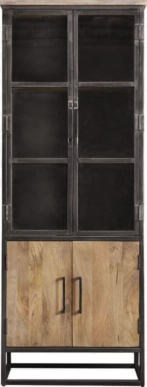 Pronto Wonen Vitrinekast Mesola (76 Cm) mango natural Bruin|Naturel Vitrinekast