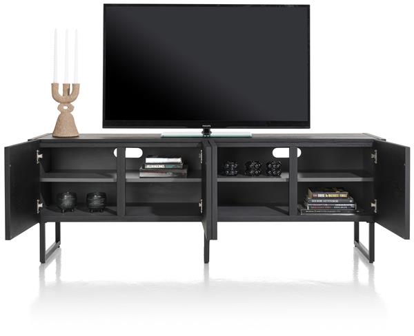 Xooon Carving lowboard 170 cm. - 4-deuren - castle black  Tv-meubel|Tv-dressoir