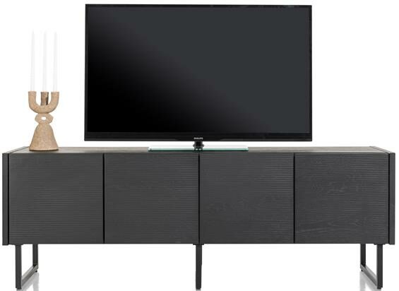 Xooon Carving lowboard 170 cm. - 4-deuren - castle black  Tv-meubel|Tv-dressoir