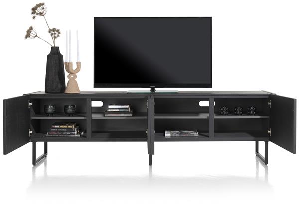 Xooon Carving lowboard 210 cm. - 4-deuren - castle black  Tv-meubel|Tv-dressoir