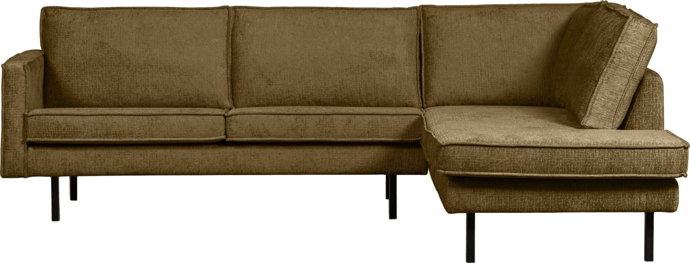 BePureHome Rodeo hoekbank rechts structure velvet brass Messing Hoekbank