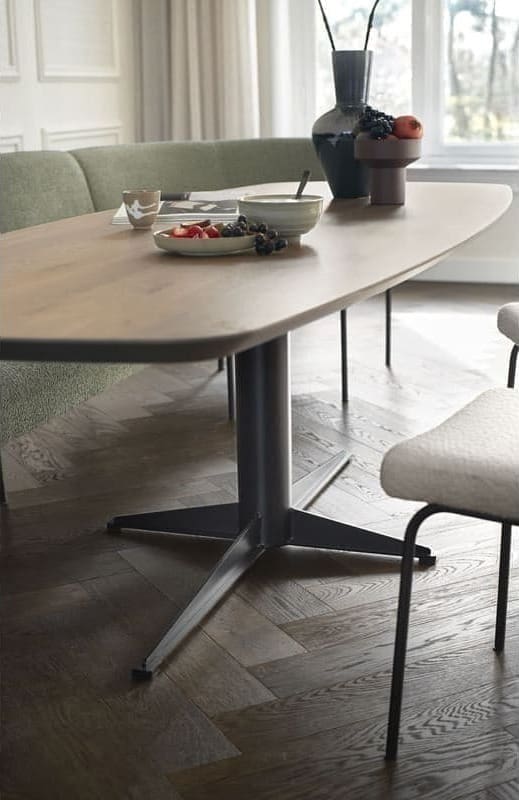 INHOUSE Eettafel Taranto eikenhout turf Deens ovaal 260x100cm Bruin Eettafel