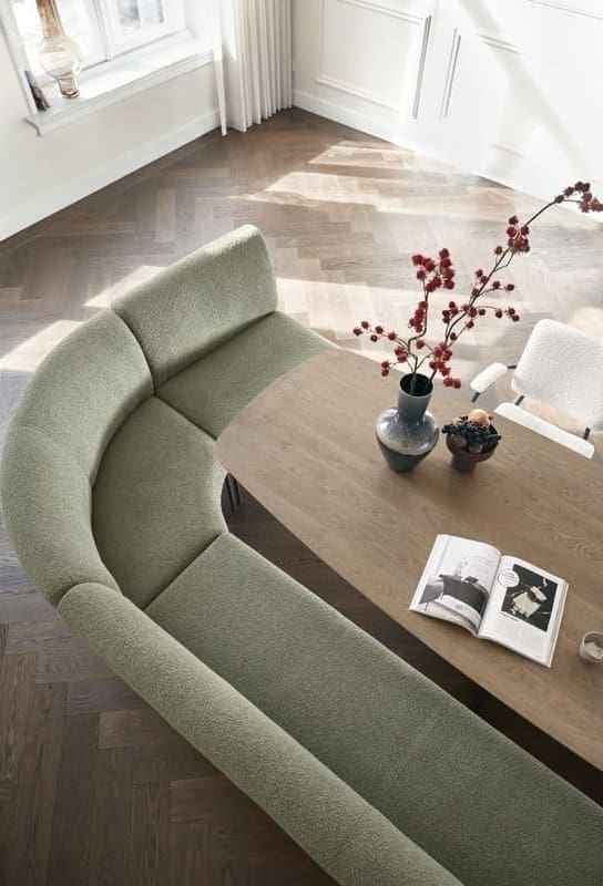 INHOUSE Eettafel Taranto eikenhout turf Deens ovaal 260x100cm Bruin Eettafel