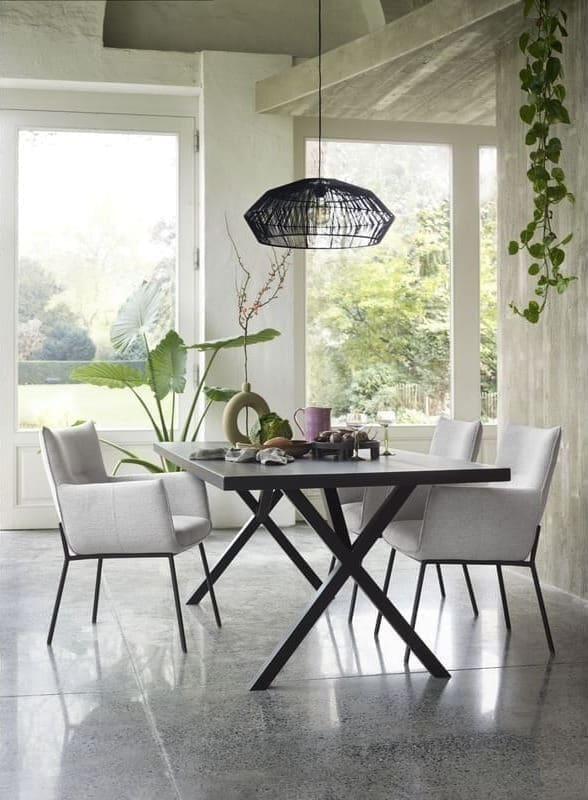 INHOUSE Eettafel Taranto eikenhout zwart 220x100cm Bruin Eettafel