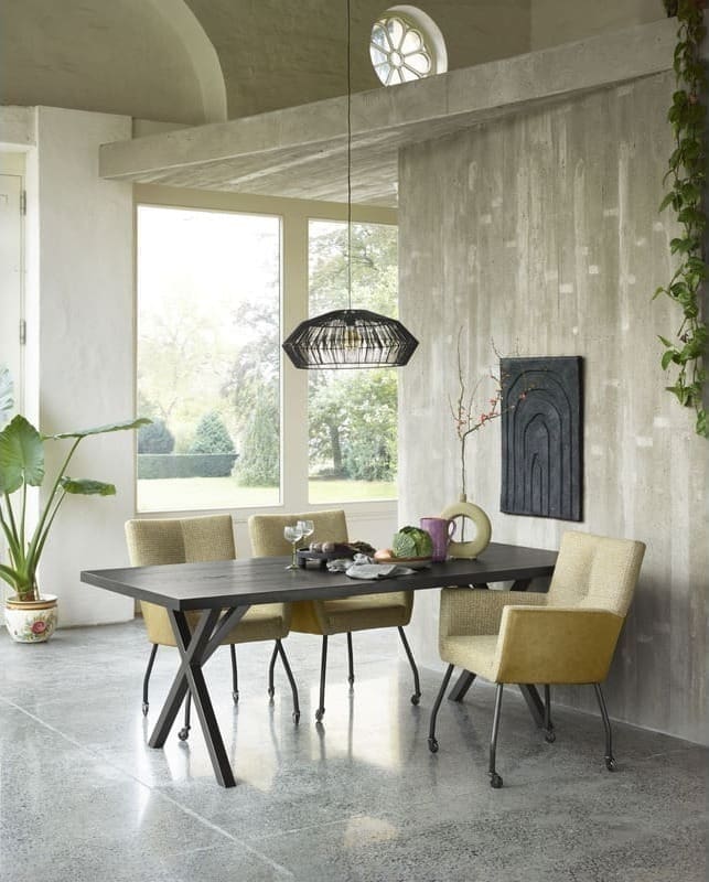 INHOUSE Eettafel Taranto eikenhout zwart 220x100cm Bruin Eettafel