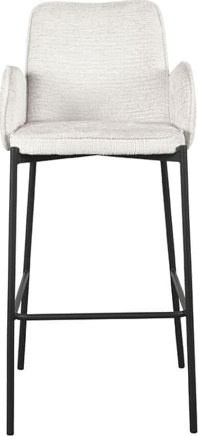 LABEL51 Barkruk Joni - Beige - Fluweel - Zithoogte 78 cm Beige Barstoel