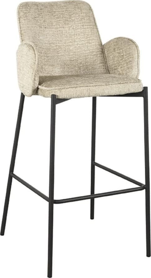 LABEL51 Barkruk Joni - Beige - Fluweel - Zithoogte 78 cm Beige Barstoel