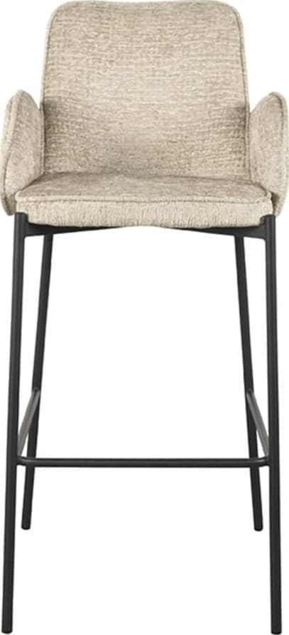LABEL51 Barkruk Joni - Beige - Fluweel - Zithoogte 78 cm Beige Barstoel