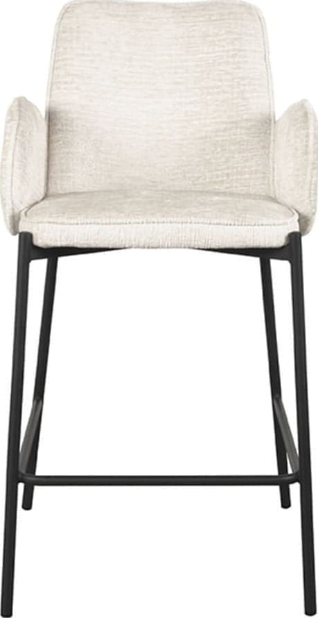 LABEL51 Barkruk Joni - Crème - Fluweel - Zithoogte 65 cm Beige Barstoel