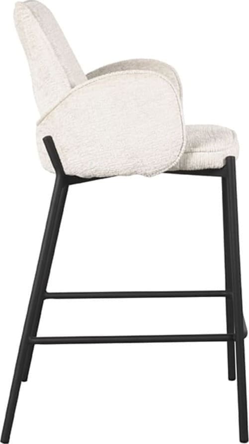 LABEL51 Barkruk Joni - Crème - Fluweel - Zithoogte 65 cm Beige Barstoel