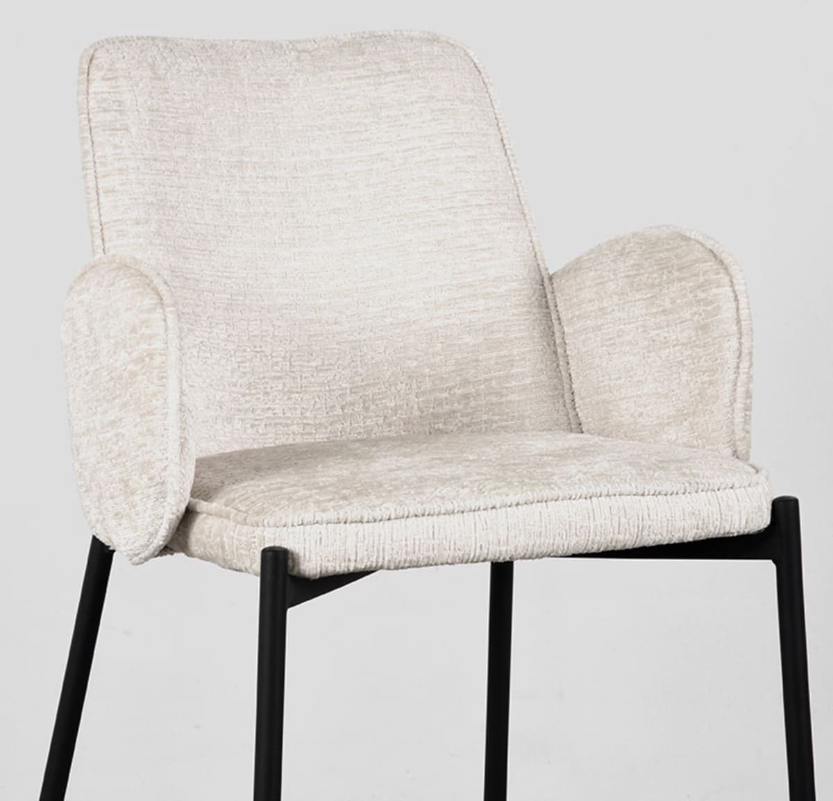 LABEL51 Barkruk Joni - Crème - Fluweel - Zithoogte 65 cm Beige Barstoel