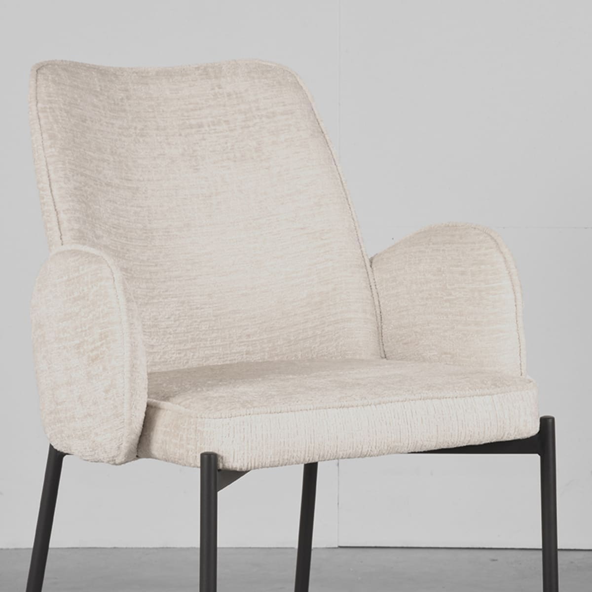 LABEL51 Eetkamerstoel Joni - Crème - Fluweel Beige Eetkamerstoel