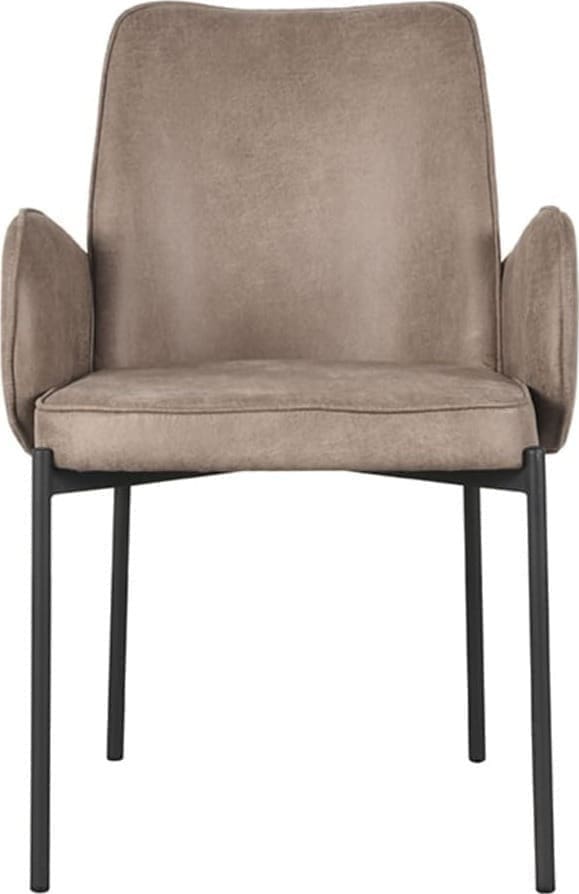 LABEL51 Eetkamerstoel Joni - Taupe - Micro Suede Taupe Eetkamerstoel