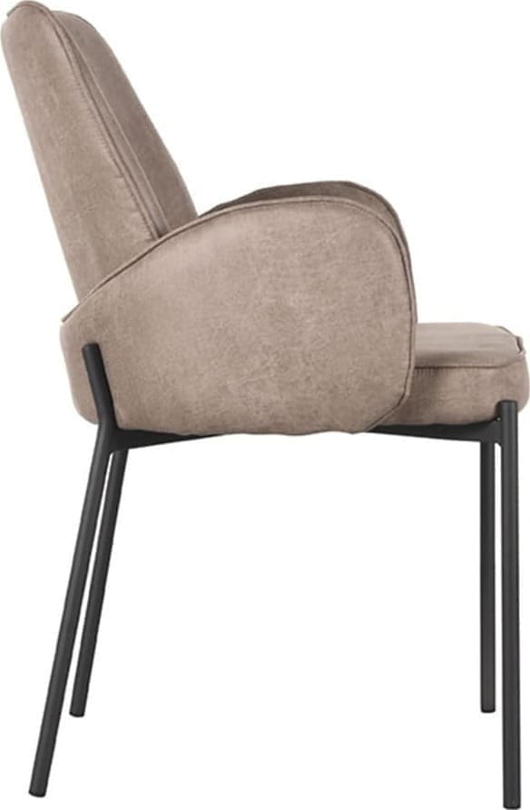 LABEL51 Eetkamerstoel Joni - Taupe - Micro Suede Taupe Eetkamerstoel