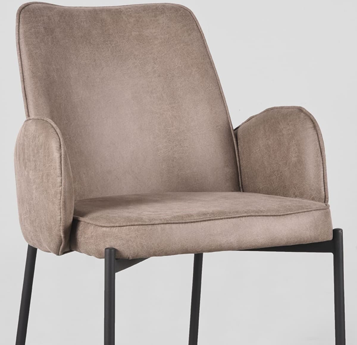 LABEL51 Eetkamerstoel Joni - Taupe - Micro Suede Taupe Eetkamerstoel