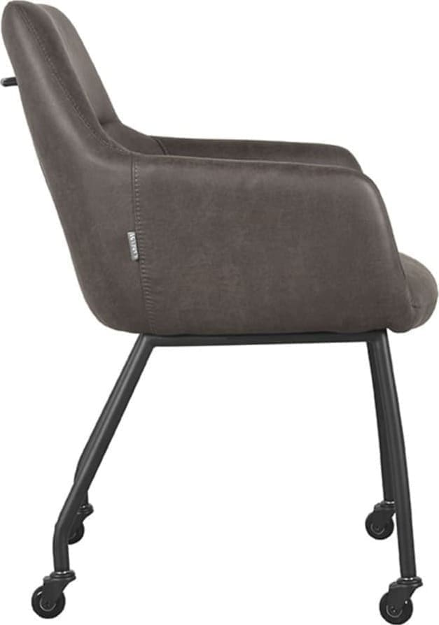 LABEL51 Eetkamerstoel Lenny - Antraciet - Micro Suede Antraciet Eetkamerstoel