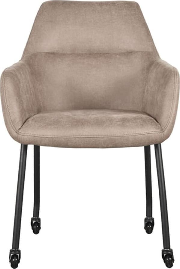 LABEL51 Eetkamerstoel Lenny - Taupe - Micro Suede Taupe Eetkamerstoel