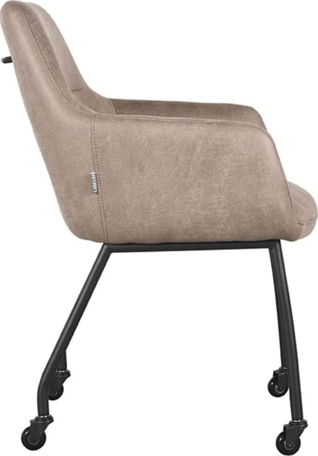 LABEL51 Eetkamerstoel Lenny - Taupe - Micro Suede Taupe Eetkamerstoel