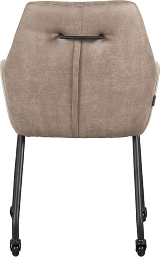 LABEL51 Eetkamerstoel Lenny - Taupe - Micro Suede Taupe Eetkamerstoel