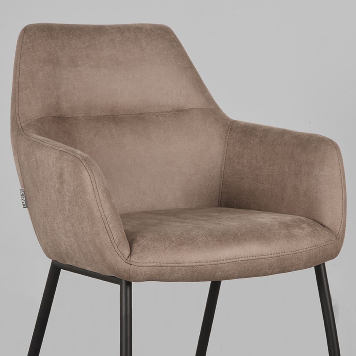 LABEL51 Eetkamerstoel Lenny - Taupe - Micro Suede Taupe Eetkamerstoel