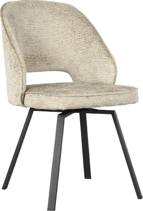 LABEL51 Eetkamerstoel Lewis - Beige - Fluweel Beige Eetkamerstoel