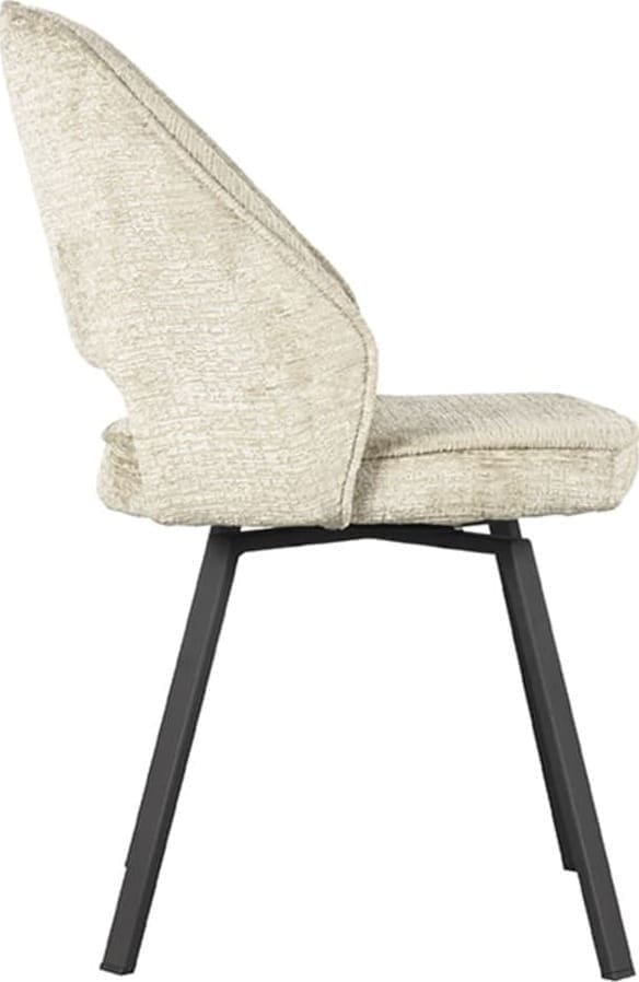 LABEL51 Eetkamerstoel Lewis - Beige - Fluweel Beige Eetkamerstoel