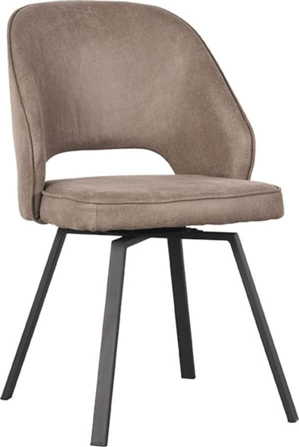 LABEL51 Eetkamerstoel Lewis - Taupe - Micro Suede Taupe Eetkamerstoel
