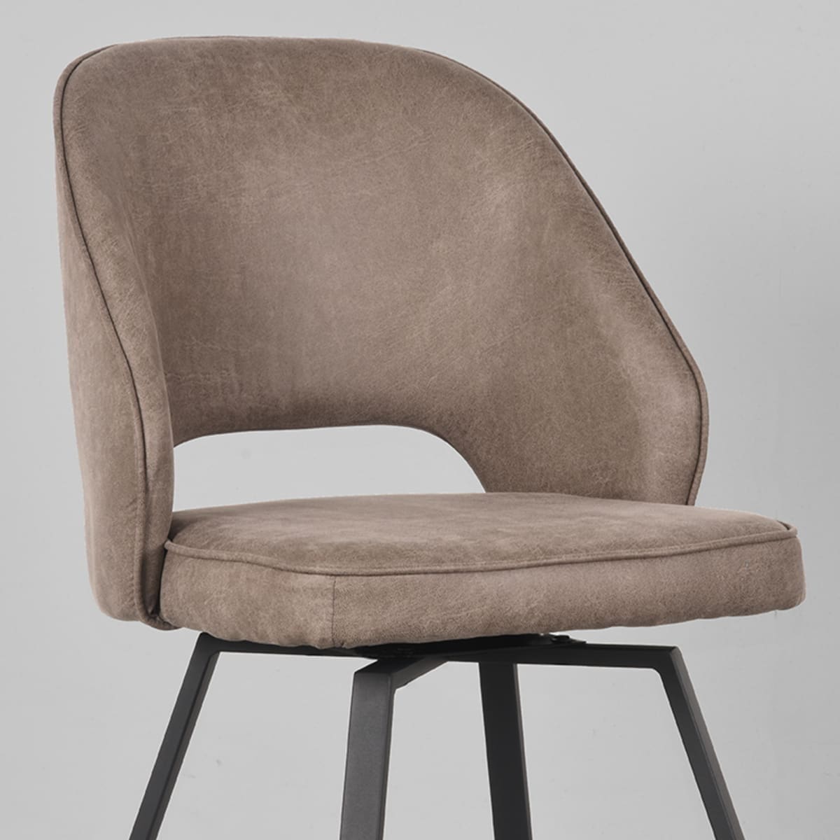 LABEL51 Eetkamerstoel Lewis - Taupe - Micro Suede Taupe Eetkamerstoel