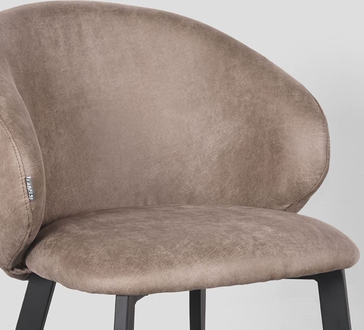LABEL51 Eetkamerstoel Logan - Taupe - Micro Suede Taupe Eetkamerstoel