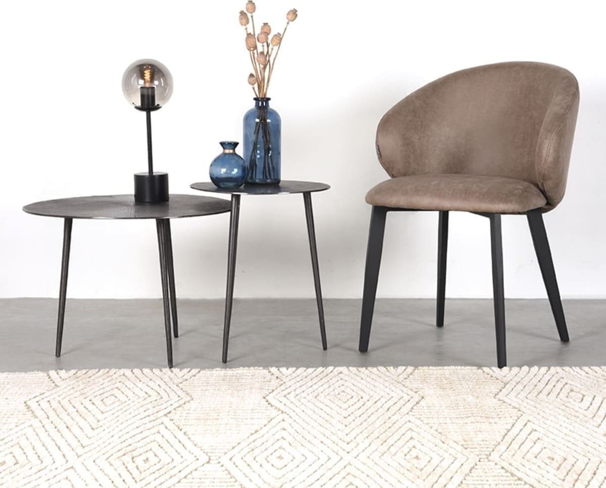LABEL51 Eetkamerstoel Logan - Taupe - Micro Suede Taupe Eetkamerstoel