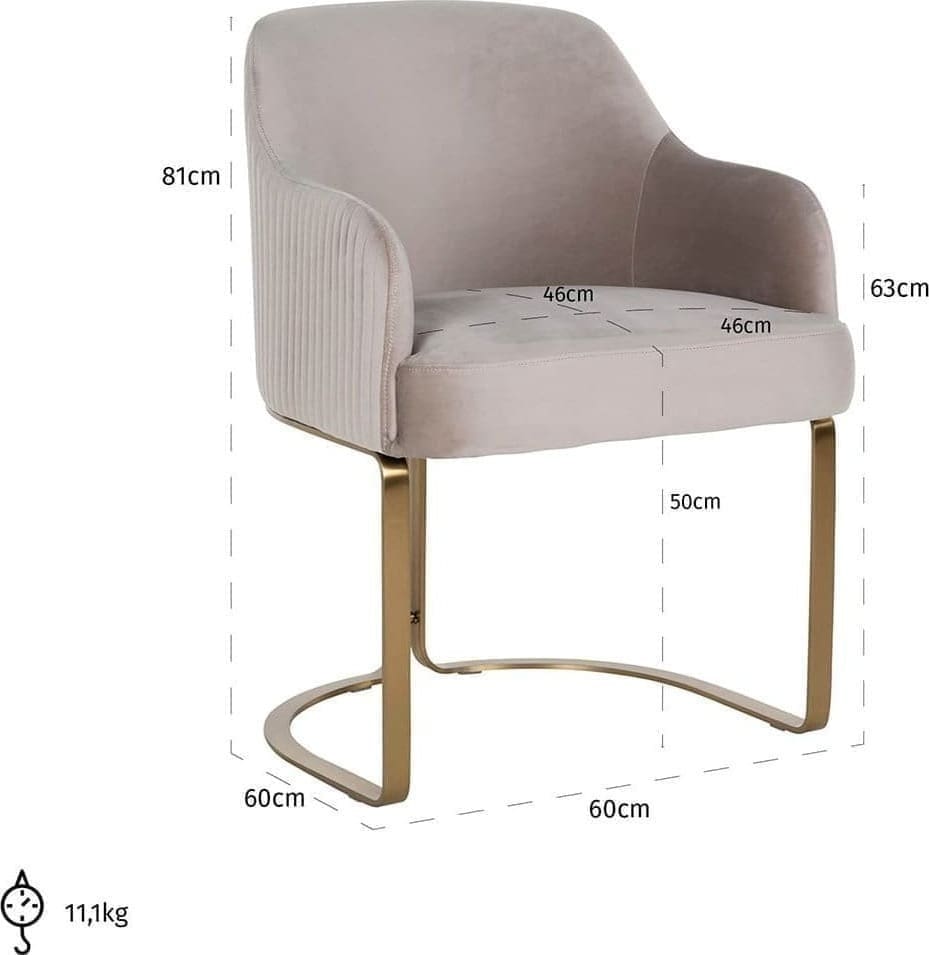 Richmond Interiors Stoel Hadley khaki velvet fire retardant Taupe|Bruin Eetkamerstoel