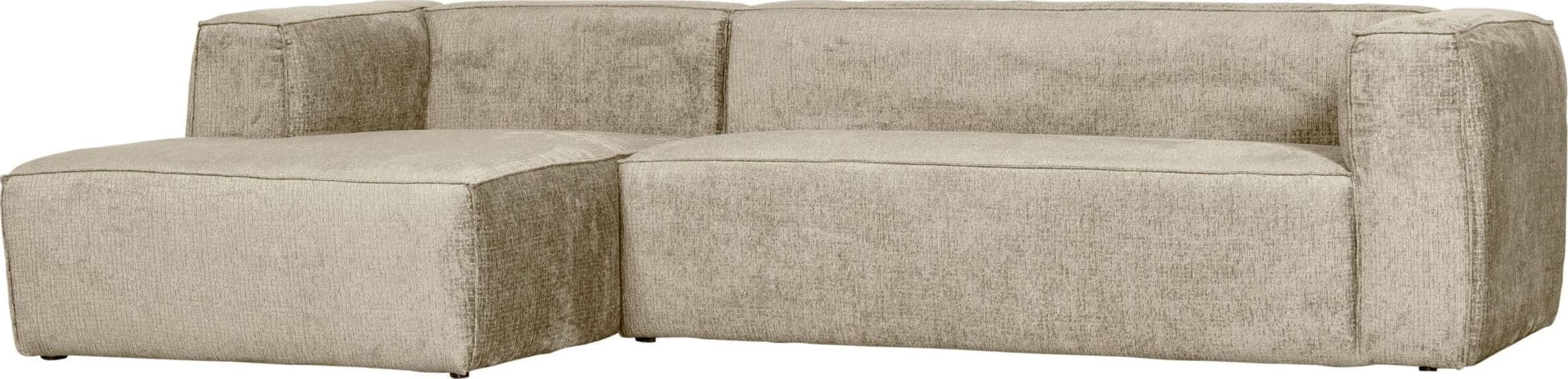 WOOOD Bean Hoekbank Links Structure Velvet Buttermilk Bruin|Taupe Hoekbank