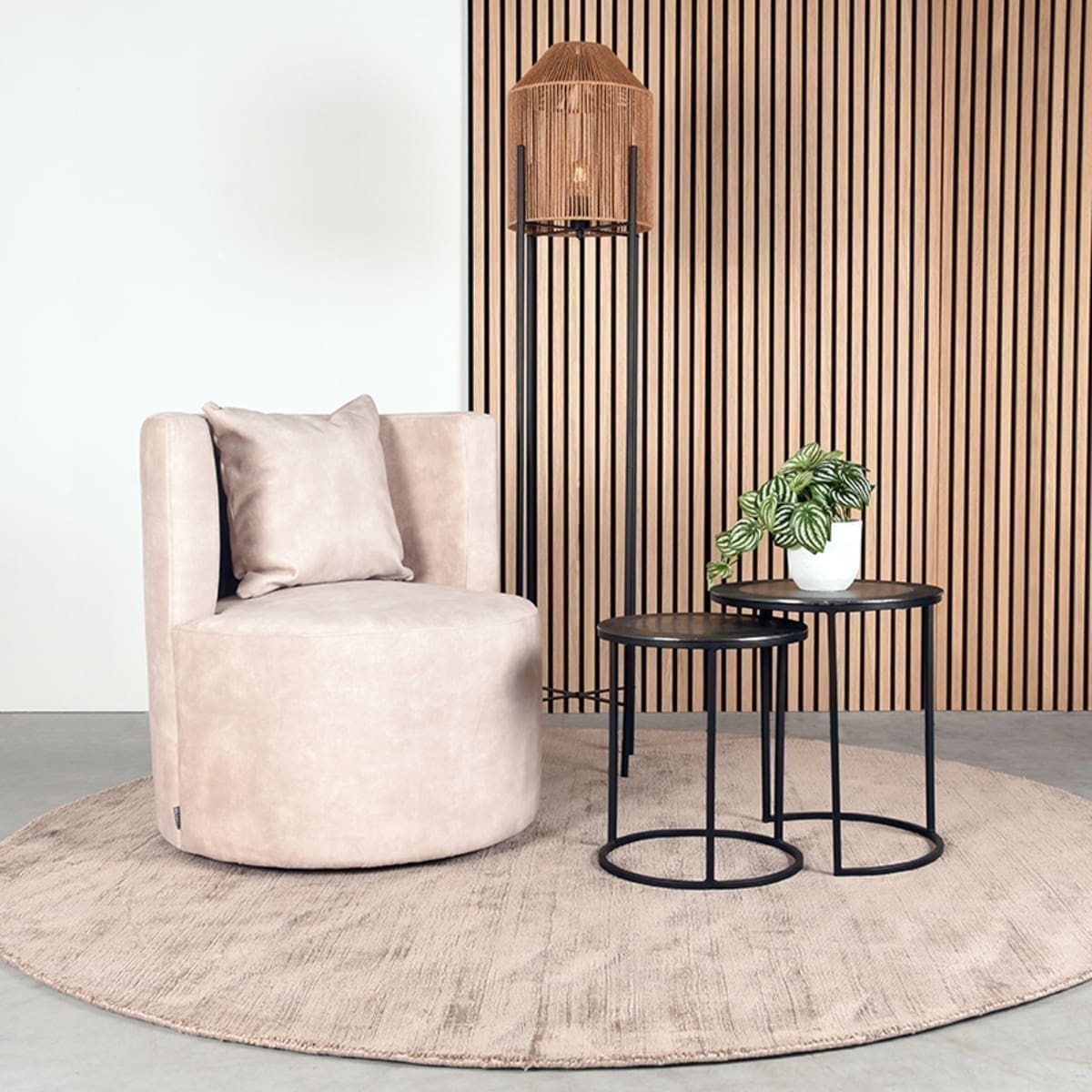 LABEL51 Fauteuil Evy - Naturel - Velours Naturel Fauteuil