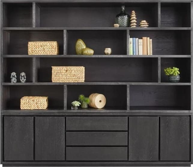 Pronto Wonen Boekenkast Lavio (242 cm) eiken zwart Bruin Boekenkast