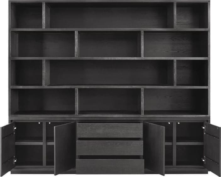 Pronto Wonen Boekenkast Lavio (242 cm) eiken zwart Bruin Boekenkast