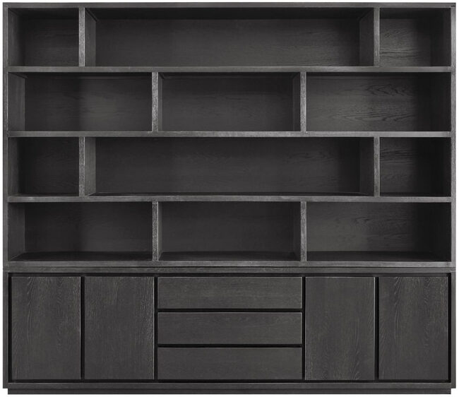 Pronto Wonen Boekenkast Lavio (242 cm) eiken zwart Bruin Boekenkast