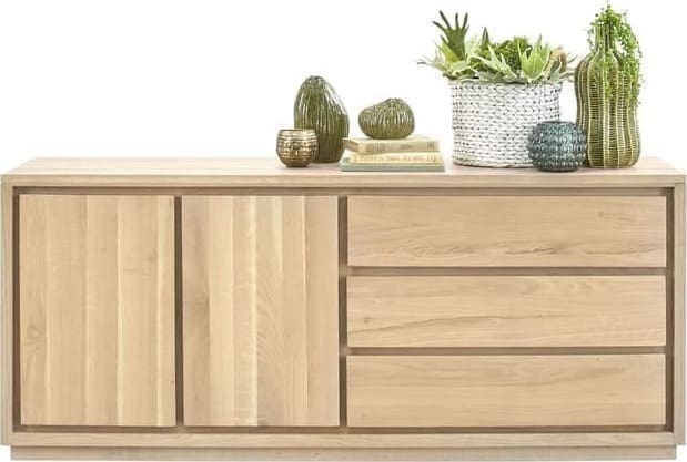 Pronto Wonen Dressoir Lavio (164 cm) eiken naturel grijs Bruin Dressoir