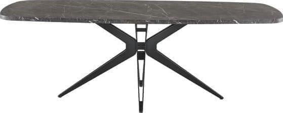 INHOUSE Eettafel Sirione Deens ovaal HPL zebra marmer 225x100cm Zwart Eettafel