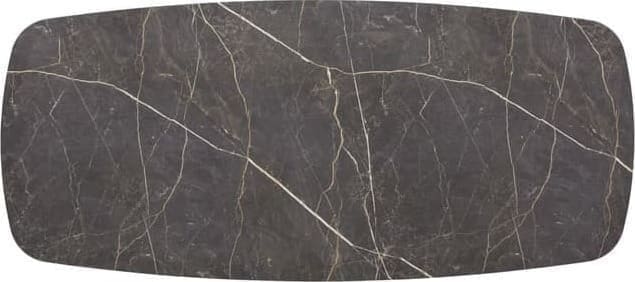 INHOUSE Eettafel Sirione Deens ovaal HPL zebra marmer 225x100cm Zwart Eettafel