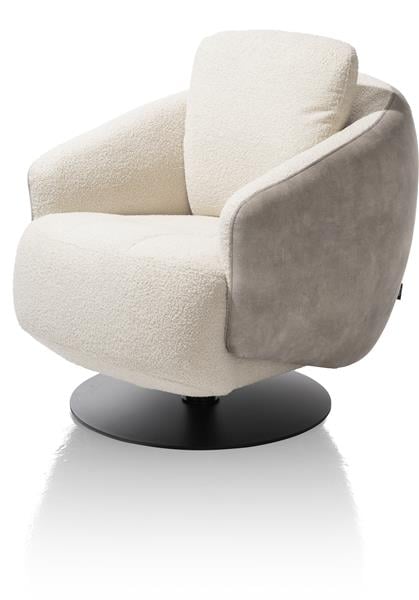 Henders & Hazel Alberta fauteuil inclusief draaibare poot - voorzijde in avicci crème en achterzijde in taurus kiezel  Fauteuil