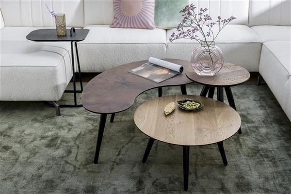 Henders & Hazel Maze salontafel rond 60 cm - hoogte 32 cm - railway brown Bruin|Naturel Bijzettafel